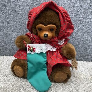 Vintage Raikes Bears Nicolette Christmas Holiday Stuffed Wood #3929